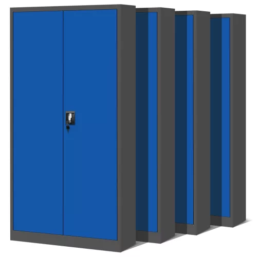 4er Set Aktenschrank C001H Büroschrank Metallschrank Stahlschrank Werkzeugschrank 195 cm x 90 cm x 40 cm anthrazit/blau