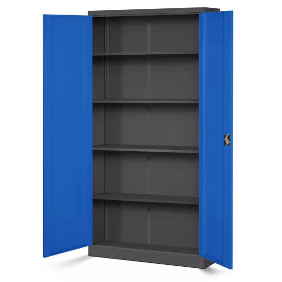 4er Set Aktenschrank C001H Büroschrank Metallschrank Stahlschrank Werkzeugschrank 195 cm x 90 cm x 40 cm anthrazit - blau