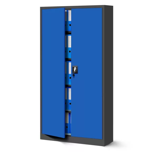 4er Set Aktenschrank C001H Büroschrank Metallschrank Stahlschrank Werkzeugschrank 195 cm x 90 cm x 40 cm anthrazit - blau