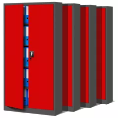  4x készlet fém iratszekrény JAN H, 900 x 1950 x 400 mm, antracit-piros