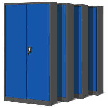 4er Set Aktenschrank C001 Metallschrank Stahlschrank Werkzeugschrank 185 cm x 90 cm x 40 cm anthrazit - blau
