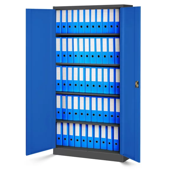 4er Set Aktenschrank C001 Metallschrank Stahlschrank Werkzeugschrank 185 cm x 90 cm x 40 cm anthrazit - blau