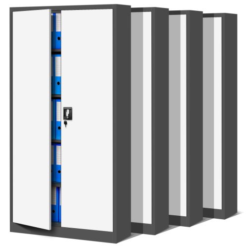 4x készlet fém iratszekrény JAN, 900 x 1850 x 400 mm, antracit-fehér