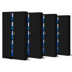   4er Set Aktenschrank C001 Metallschrank Stahlschrank Werkzeugschrank 195 cm x 90 cm x 40 cm schwarz