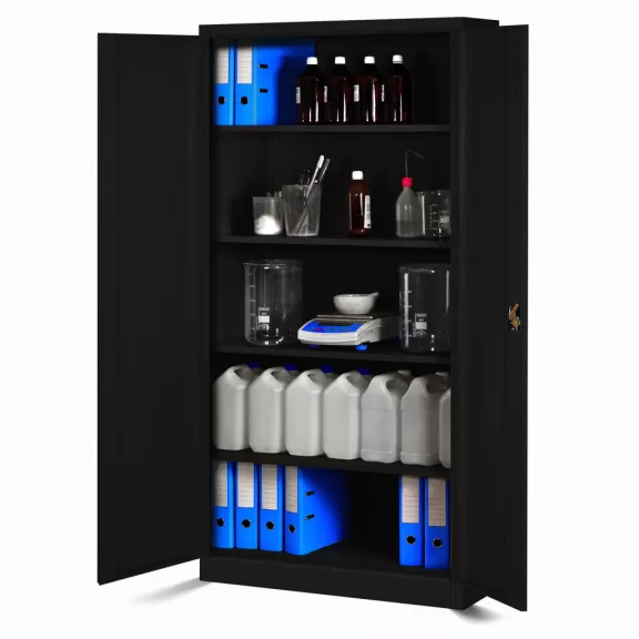 4er Set Aktenschrank C001 Metallschrank Stahlschrank Werkzeugschrank 195 cm x 90 cm x 40 cm schwarz