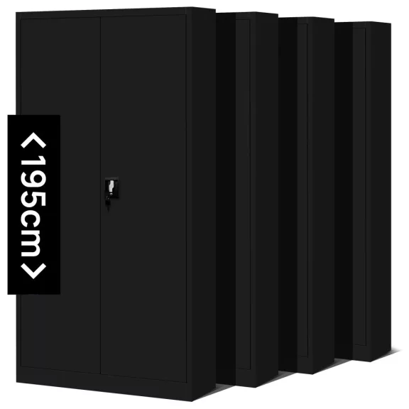 4er Set Aktenschrank C001 Metallschrank Stahlschrank Werkzeugschrank 195 cm x 90 cm x 40 cm schwarz