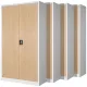 4er Set Aktenschrank C001 Metallschrank Stahlschrank Werkzeugschrank 185 cm x 90 cm x 40 cm weiß-holz