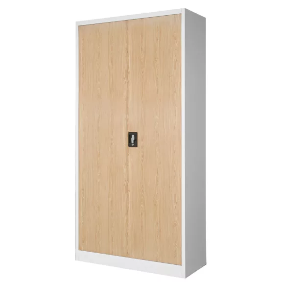 4er Set Aktenschrank C001 Metallschrank Stahlschrank Werkzeugschrank 185 cm x 90 cm x 40 cm weiß-holz