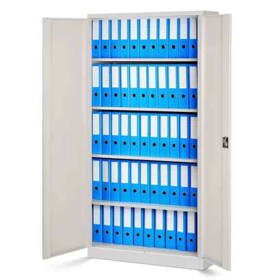 4er Set Aktenschrank C001 Metallschrank Stahlschrank Werkzeugschrank 185 cm x 90 cm x 40 cm weiß-holz