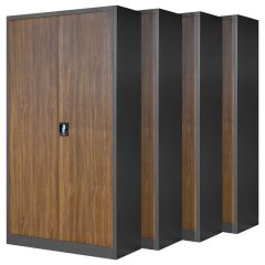   4er Set Aktenschrank C001 Metallschrank Stahlschrank Werkzeugschrank 195 cm x 90 cm x 40 cm anthrazit-holz