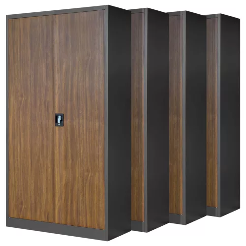 4er Set Aktenschrank C001 Metallschrank Stahlschrank Werkzeugschrank 195 cm x 90 cm x 40 cm anthrazit-holz