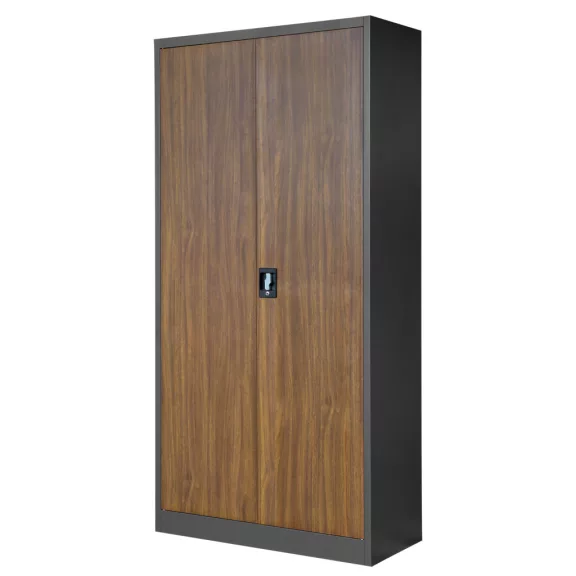 4er Set Aktenschrank C001 Metallschrank Stahlschrank Werkzeugschrank 195 cm x 90 cm x 40 cm anthrazit-holz