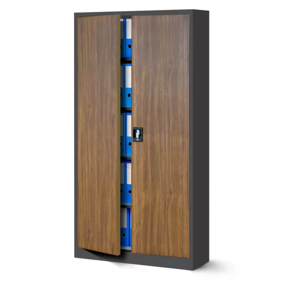 4er Set Aktenschrank C001 Metallschrank Stahlschrank Werkzeugschrank 195 cm x 90 cm x 40 cm anthrazit-holz