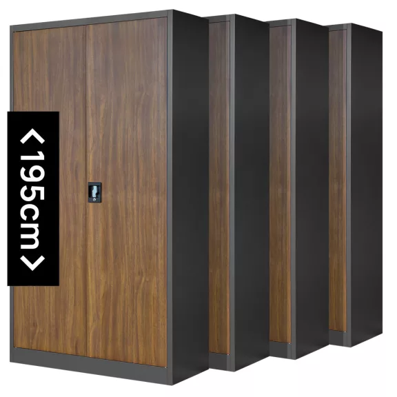 4er Set Aktenschrank C001 Metallschrank Stahlschrank Werkzeugschrank 195 cm x 90 cm x 40 cm anthrazit-holz