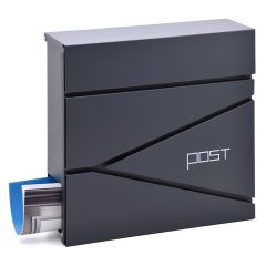   Picco – Fabio postaláda újságtartóval – modern, antracit színű kültéri levélszekrény