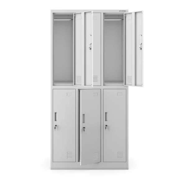 SZÉF NAGYKER® MAXI 6 – 6 rekeszes fém öltözőszekrény, világosszürke SZÉF NAGYKER® MAXI 6 – 6 rekeszes fém öltözőszekrény, világosszürke
