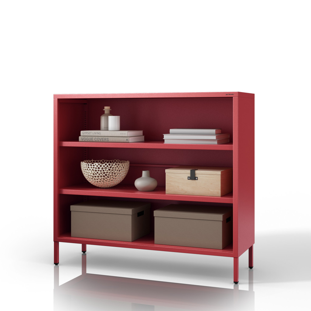 Image of 1586 | LUCA alacsony fém polcos szekrény 1000 × 900 × 350 mm, Modern piros