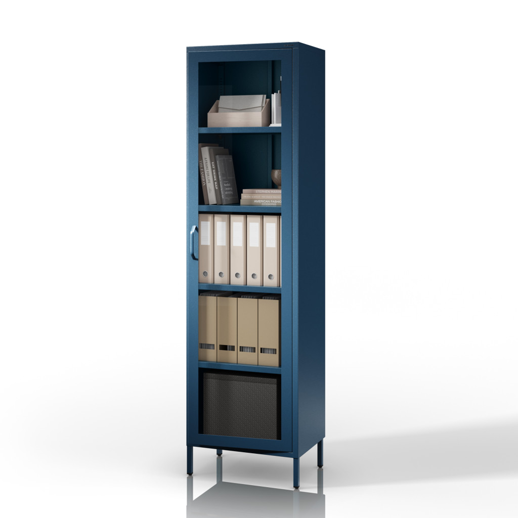 Image of 1653 | LUIGI fém–üveg vitrin 500 × 1800 × 350 mm, Modern kék