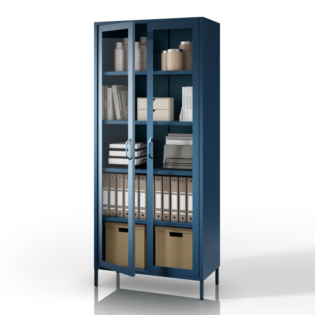 Image of 1657 | ANGELO fém üvegvitrin 800 × 1850 × 450 mm, Modern kék