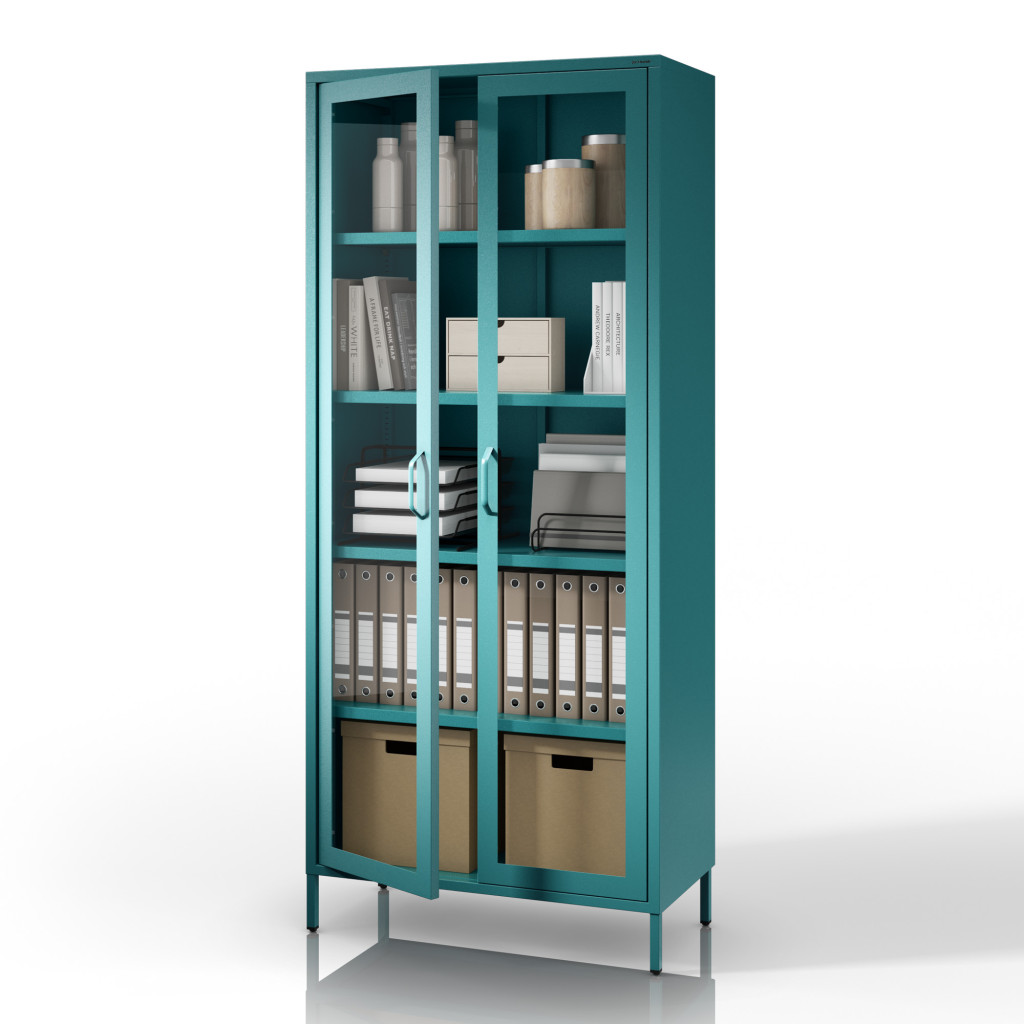 Image of ANGELO Modern fém vitrinszekrén | Bermudakék