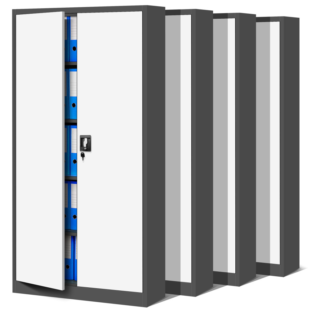 Image of 4x készlet fém iratszekrény JAN, 900 x 1850 x 400 mm, antracit-fehér